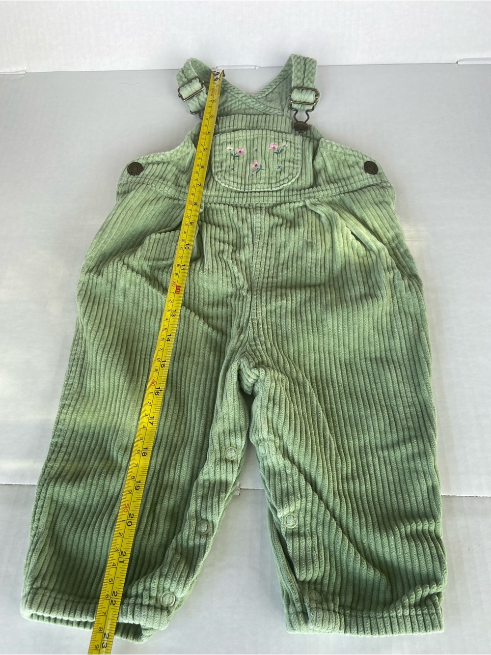Hartstrings Green Corduroy Overalls with Embroidered Pocket
